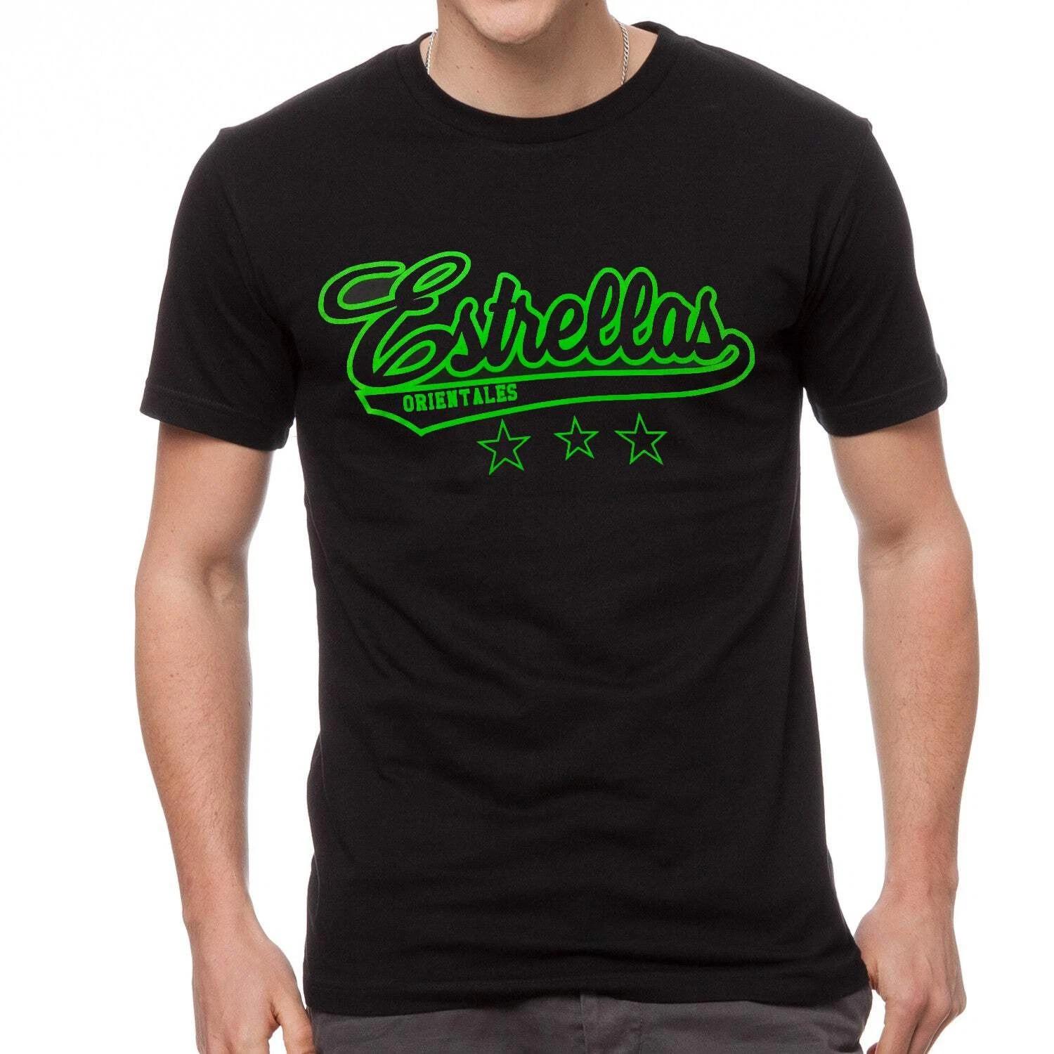 

Estrellas Orientales black letter-green-border T shirts 3XL