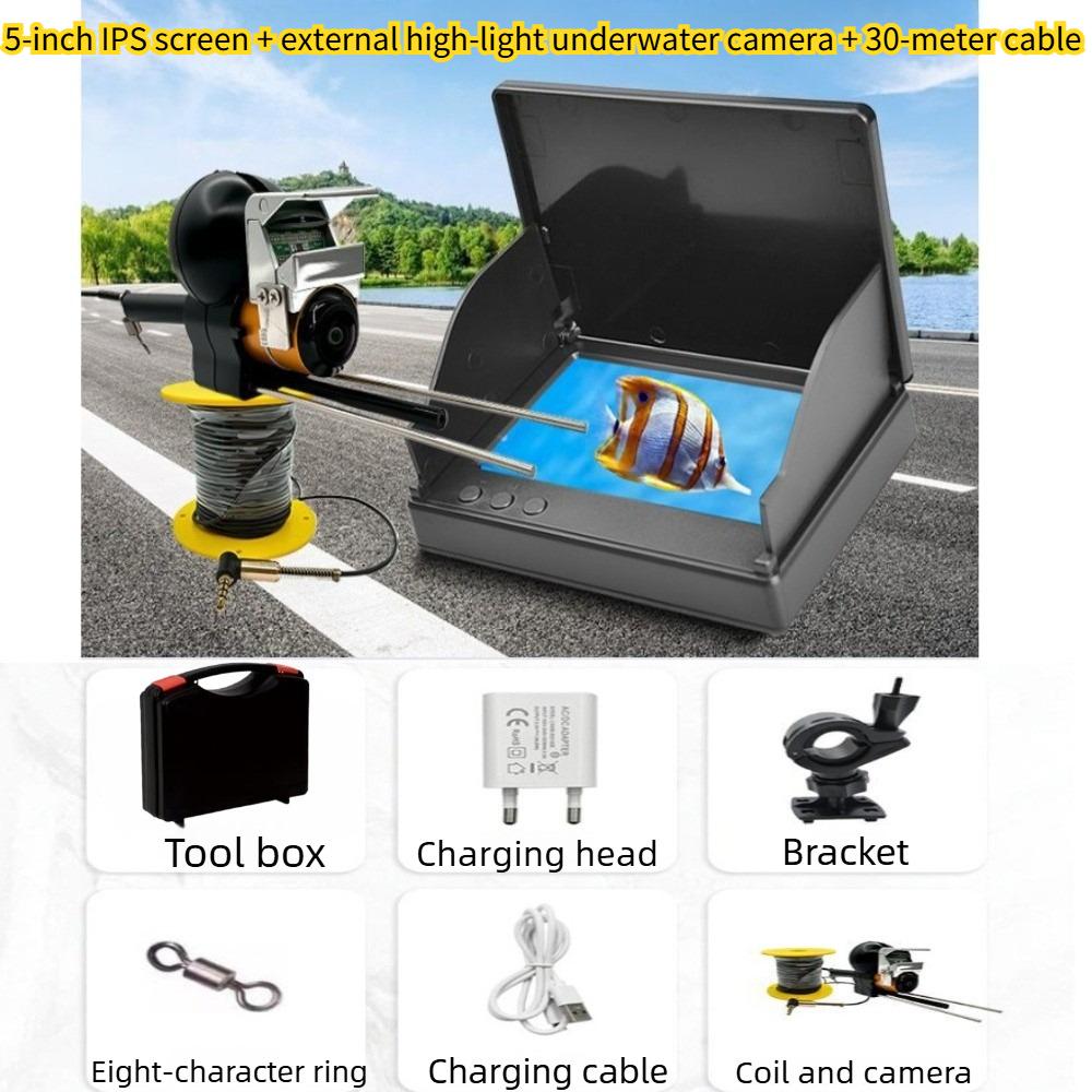 Underwater Camera Fish Finder 4.3/5 Inch External LEDs Murky Water, 220° Wide View Fishing Camera, 8IR Night Vision IP68