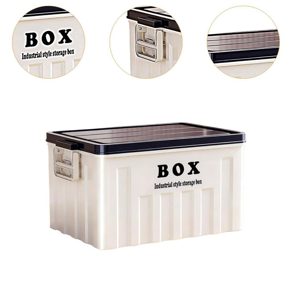 Lidded Storage Bin Utility Crate and Handles Storage Box with Lid Container for