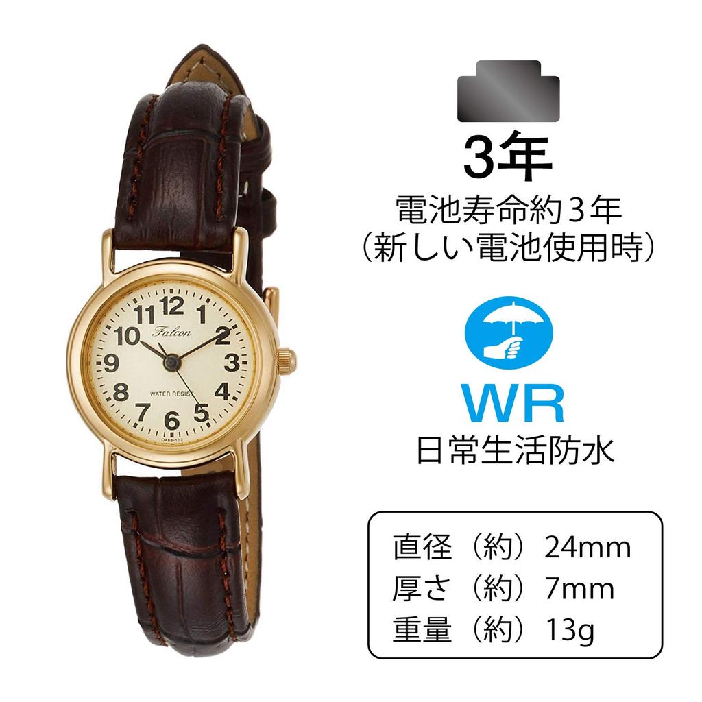 Citizen Brown Analog Waterproof Wristwatch with Leather Strap Q&Q Women's (QA63-103)