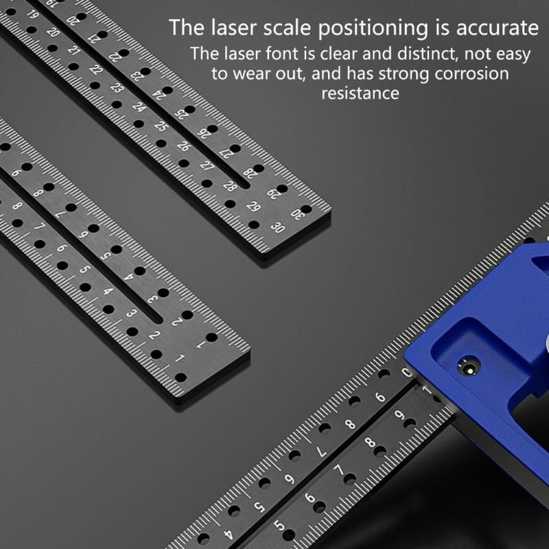 Aluminum Multiple Function Combination Square with Positioning Holes Accuracy Measuring Tool 300mm for Woodworking
