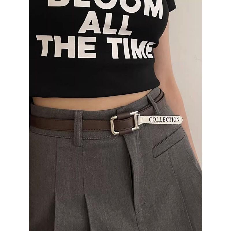 Brown No Versatile Hole Belt For Women 2024 Summer Korean Style Casual Essential Wear
