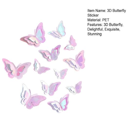 12 Pcs 3D Butterfly Wall Sticker Hollow Butterfly Removable Wall Mural Art for DIY Crafts Birthday Party Celebration