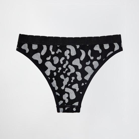 Seamless No Show Thong for Women Milk Cow Print Stretch Breathable Underwear Sexy Mid Rise T-Back Panties