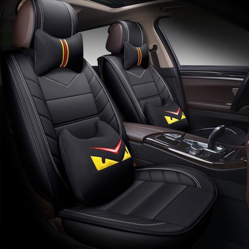 Cat-eye Devil Car Seat Cushion PU Leather Car Seat Covers Breathable and Waterproof Faux Leather Automotive Seat Covers