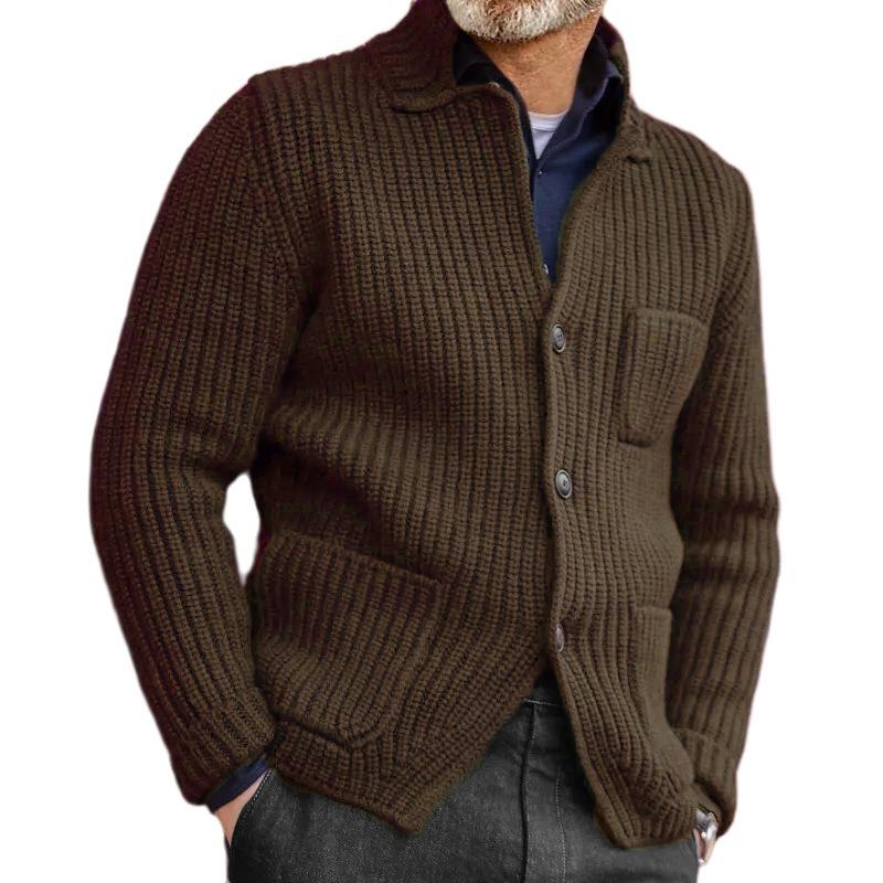 Sweater Stand-up Collar Slim-fit Knitted Cardigan 2025 Winter New Style Plus Size Casual Men's Clothing