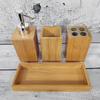 Bamboo Bathroom Accessories Set Toothbrush Holder Mouthwash Cup Lotion Dispenser Bottle with Base