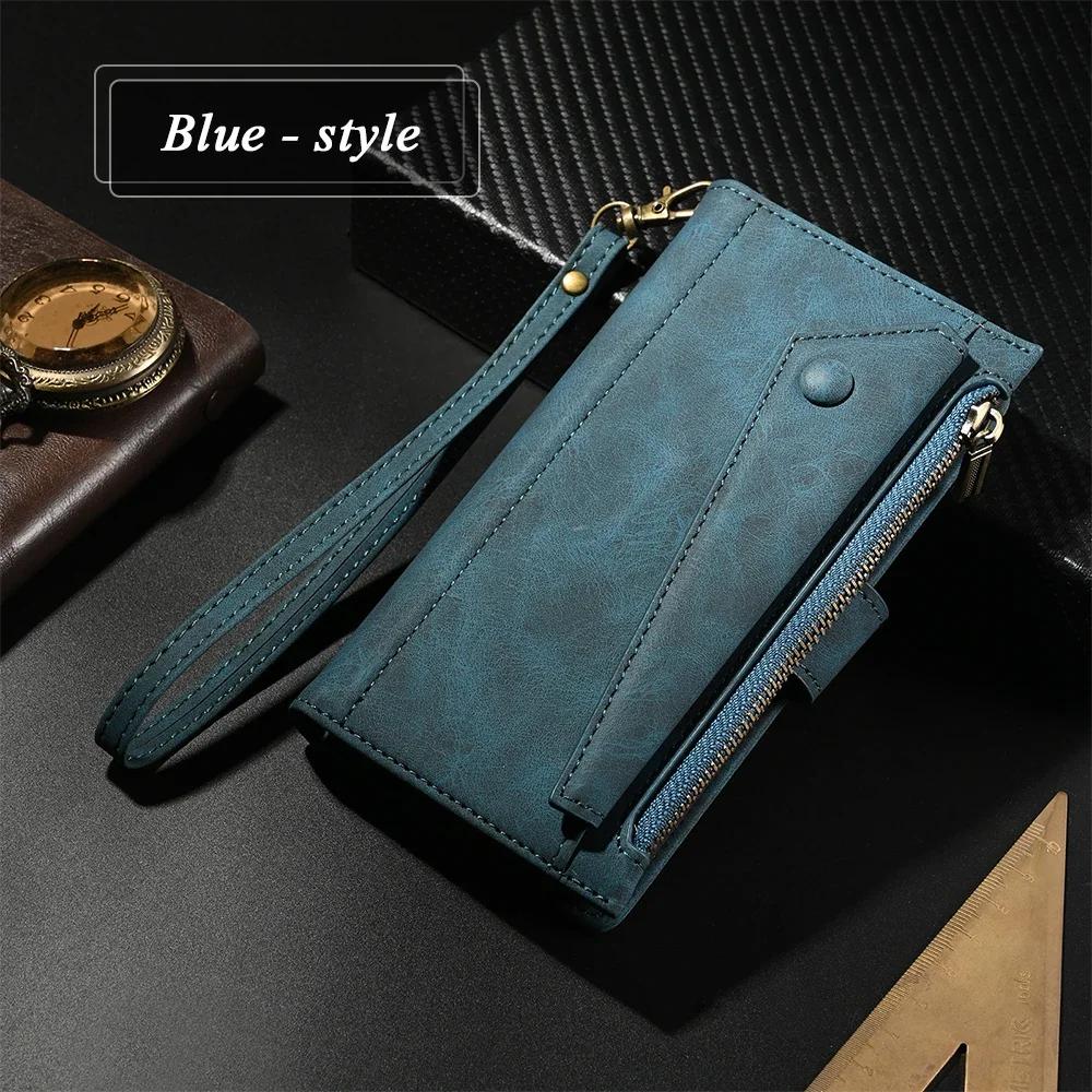 S24 S25 Ultra 5G Zipper Wallet Case RFID Leather Card Crossbody Coque for Samsung Galaxy S25 Edge S24 Plus 25 S 24 FE Flip Cover