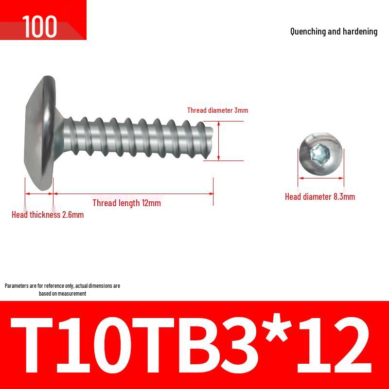 Black Zinc Plated M2 Pan Head Anti-Theft Hex Screws, Flat Tail, Self-Tapping