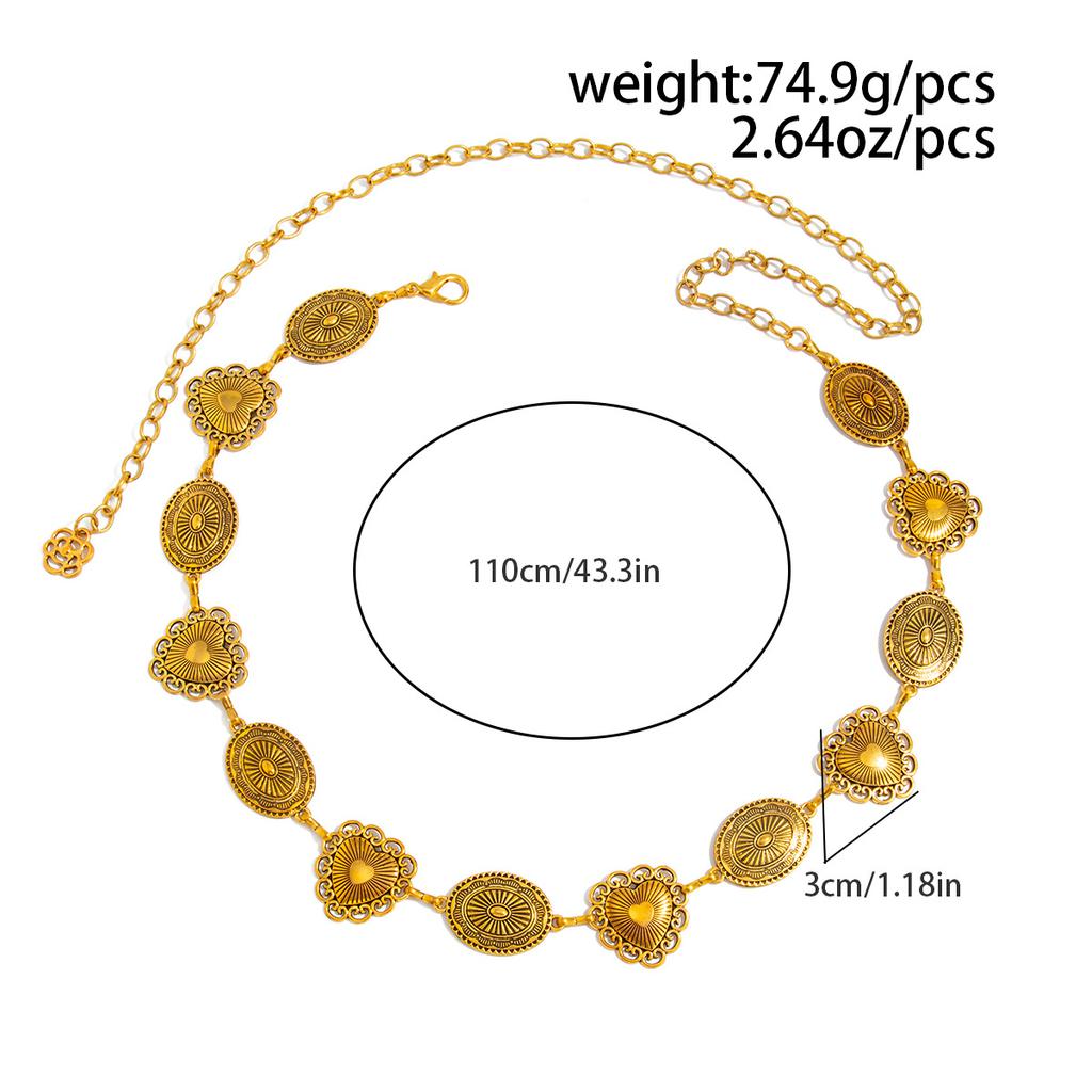 Y2K Adjustable Metal Belt Belly Chain for Women 2025 Trendy Jewelry Accessories Vintage Geometric Turquoise Body Chain