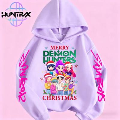 Christmas Fashion Women's Anime Clothing Kpop Devil Hunter Hoodie Casual Fashion Autumn Kids Sweatshirt
