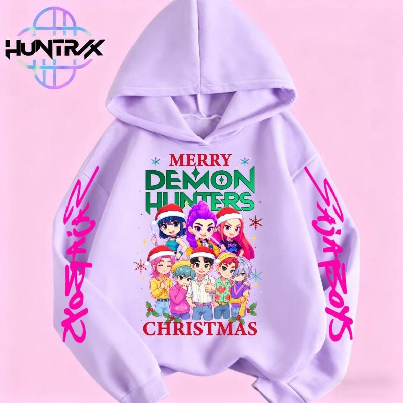 

Рождественская мода Женская аниме одежда Kpop Толстовка Devil Hunter Повседневная мода Осень Детская толстовка 100