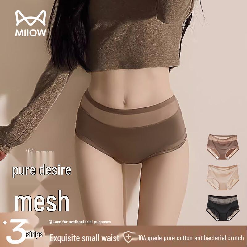 Maoren Damen Sexy Mesh Slips mit antibakteriellem Baumwollzwickel