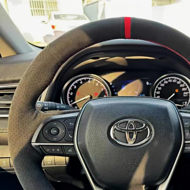 Ization Car Steering Wheel Cover Hand Sewing Suede Leather Non-Slip For Toyota Corolla RAV4 - Camry 2018-