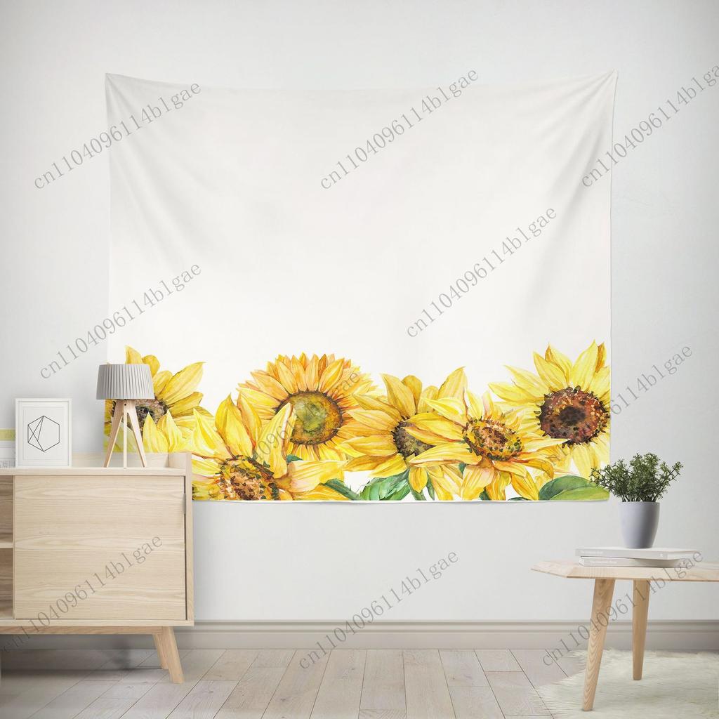 Sunflower Flower Tapestry Room Dormitory Bedside Decoration Photo Canvas Wall Tapestry Healing Style Wall Decoration