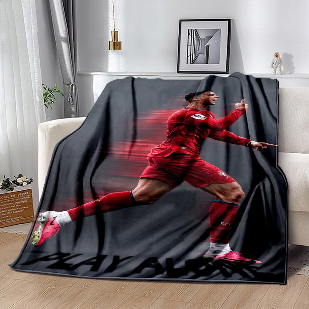 Ronaldo's Powerful Football Legend Cr7 Blanket Comfortable Perfect for Chair Sofa Office Four Seasons Multipurpose Digital Print