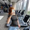 1011 Summer New Slim Yoga Clothing Sports Fitness Clothing Skinny Running Outdoor Top Skinny Women's Short Sleeves