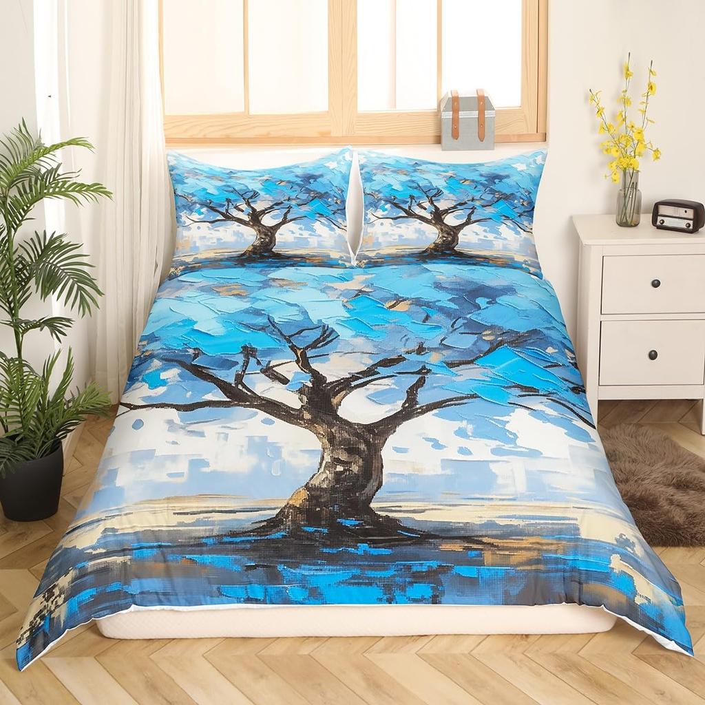 Tree of Life Bedding Set King Size Botanical Bedding Duvet Cover Natural Plant Comforter Cover Colorful Polyester Quilt Cover