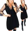 .Elegant Loose Dress With Lace And Tulle For Party Little Black Dress M