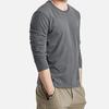 Men Fall Spring Top Round Neck Long Sleeves Pure Color Slim Fit