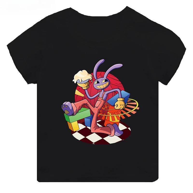 Hochwertige lässige Baumwoll-T-Shirts für Jungen und Mädchen, süße kurzärmelige neue digitale Zirkus-Print-T-Shirts für Mädchen, Kinderoberteile