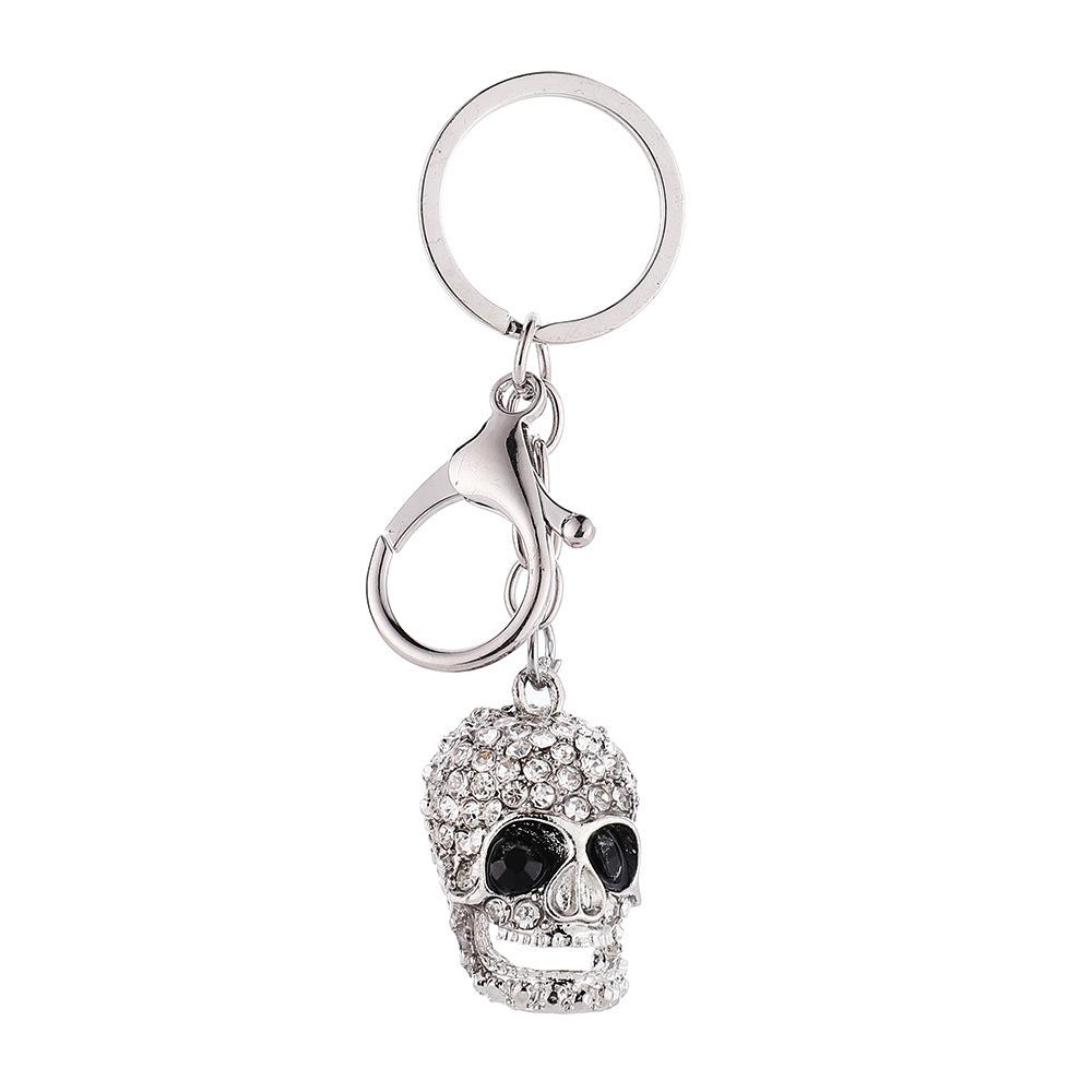 Rhinestone Skull Keychain - Trendy European & American Metal Car Pendant