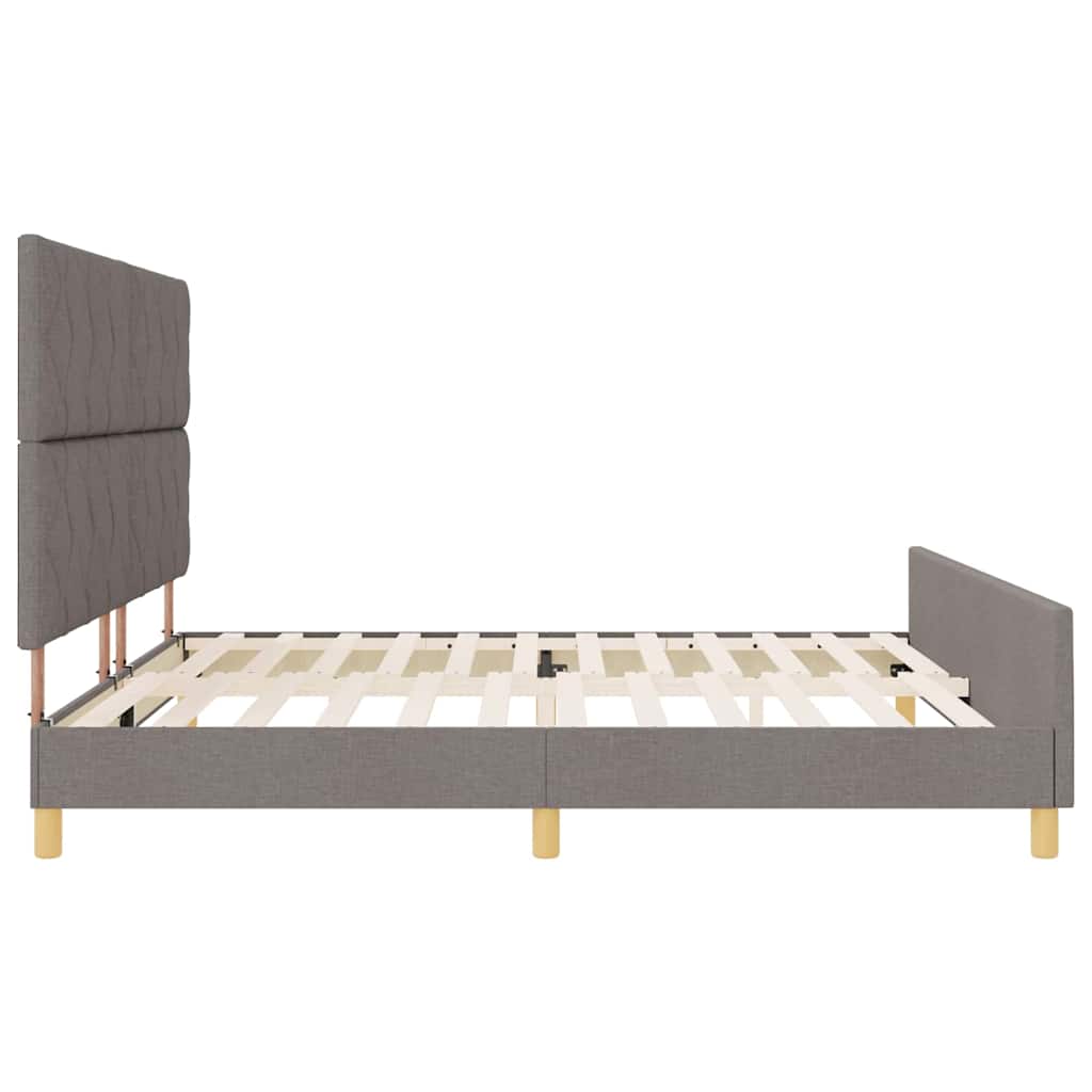 Bed Frame with Headboard Taupe 200 X 200 Cm Fabric