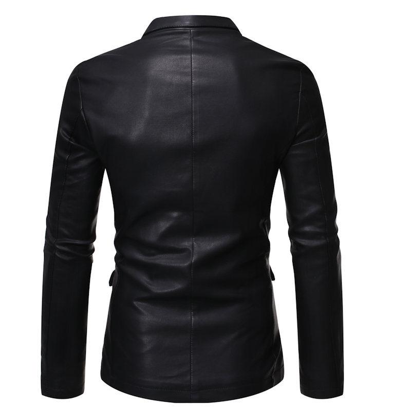 Nový oversized kožený oblek Pánská omyvatelná PU kožená bunda Úzký střih Business Ležérní Pánský kabát Kožená bunda