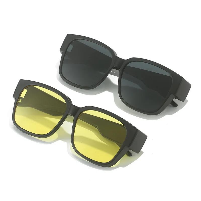 Sunglasses Unisex HD Lens Portable One Mirror Dual-use Anti-UV Sun Glasses Outdoor Driving Men Vintage Myopia TR90 Glasses Set