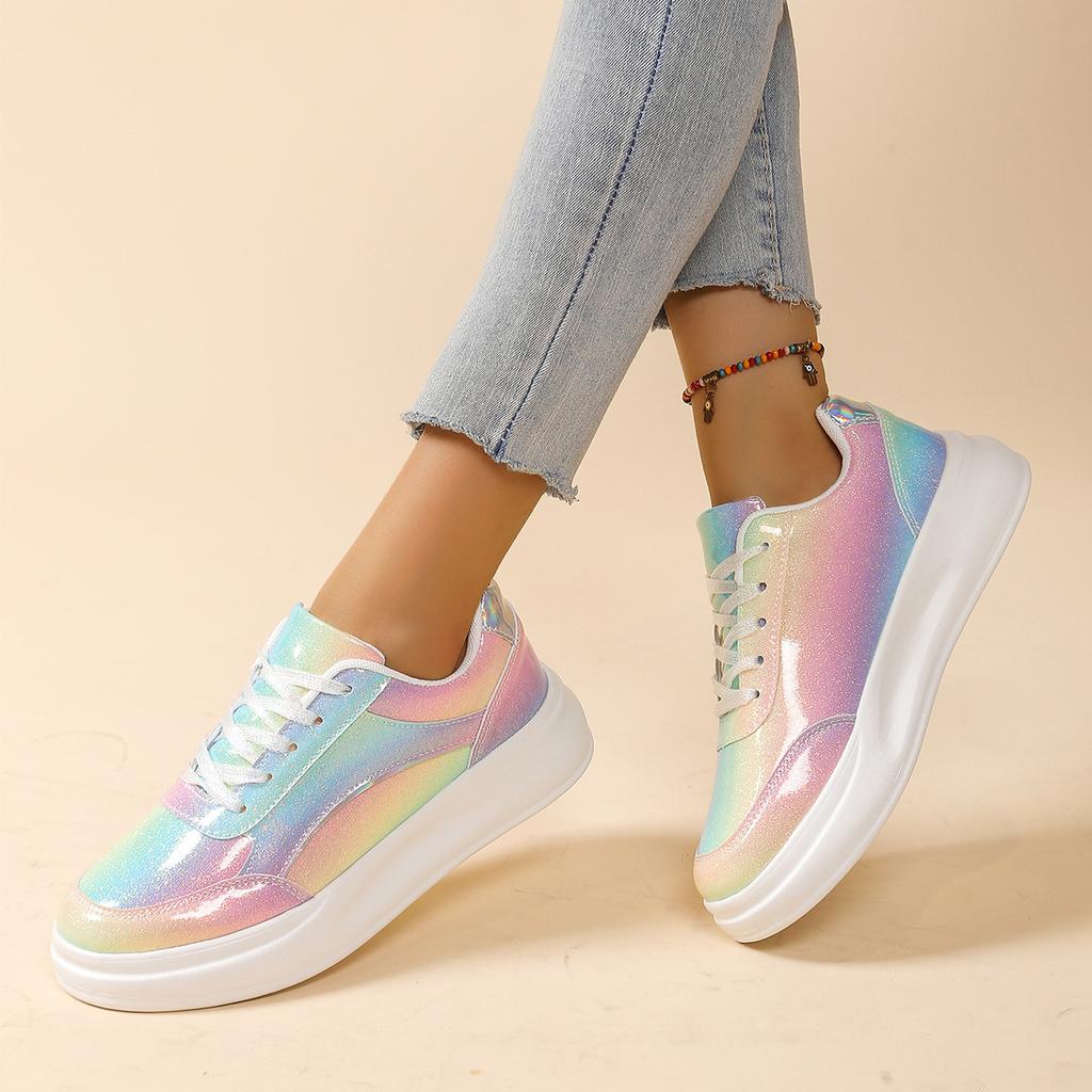 thick-soled sequined trendy women's board shoes thick-soled popular casual sports shoes breathable and lightweight outdoor couple flat shoes