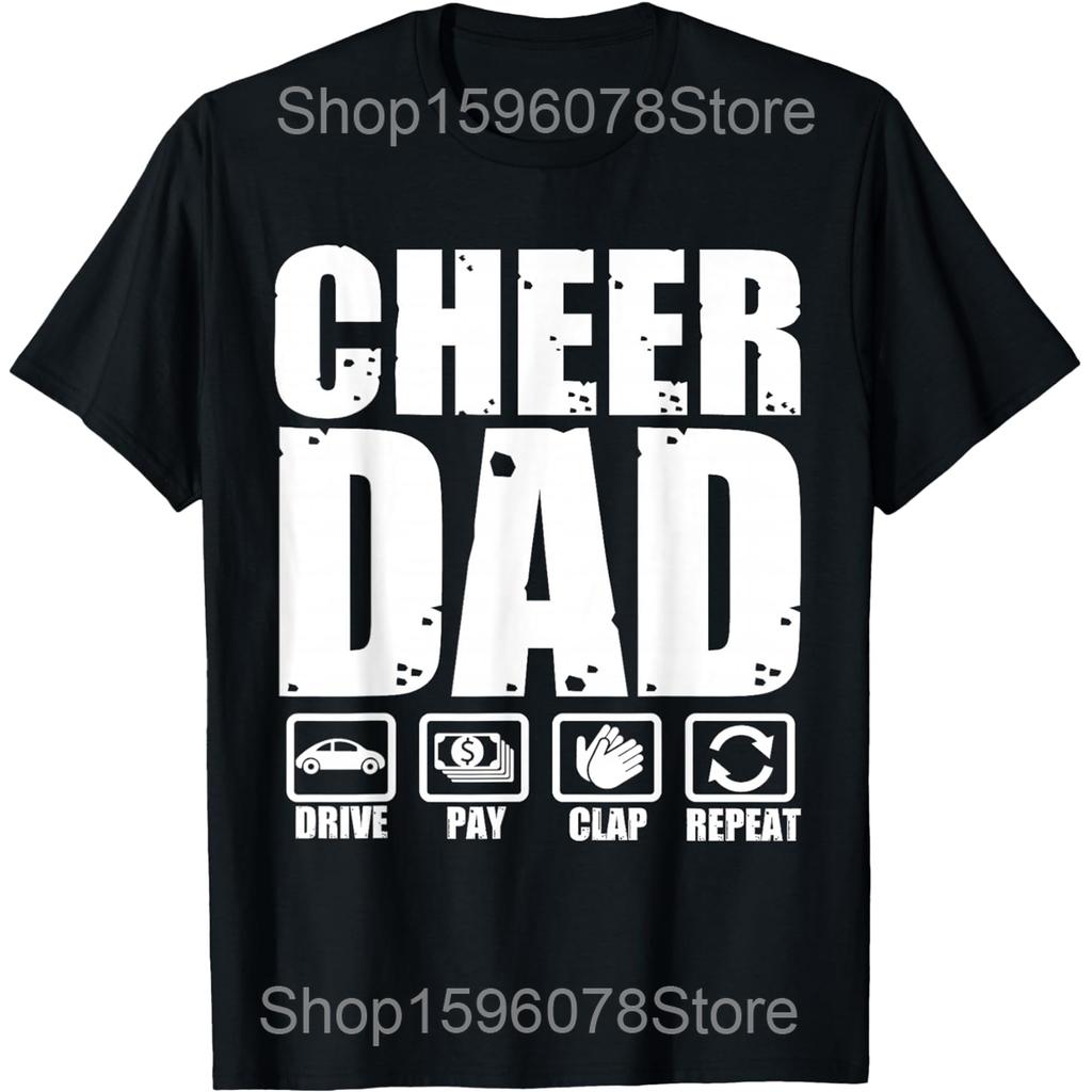 Cheer Dad Cheerleading Dad Of A Cheerleader Father T Shirts Men Humor Streetwear Tee Short Sleeve Unisex Loose Clothing