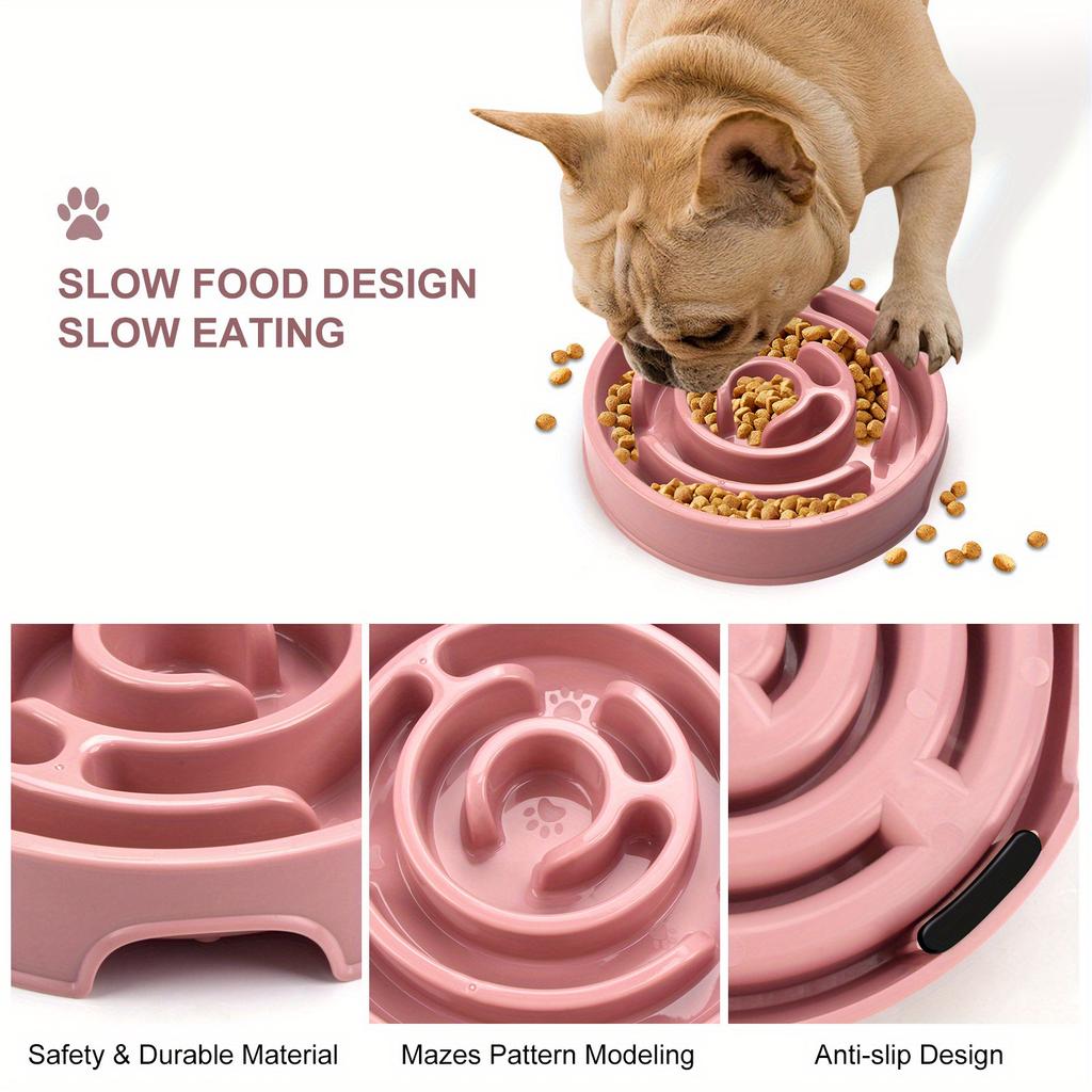 Slow Feed Dog Bowl Pet Feeding Dish Anti Choke Slow Eating Slow Feeder Bowl for Cats and Dogs Non Slip Base Durable Pet Food Bowl
