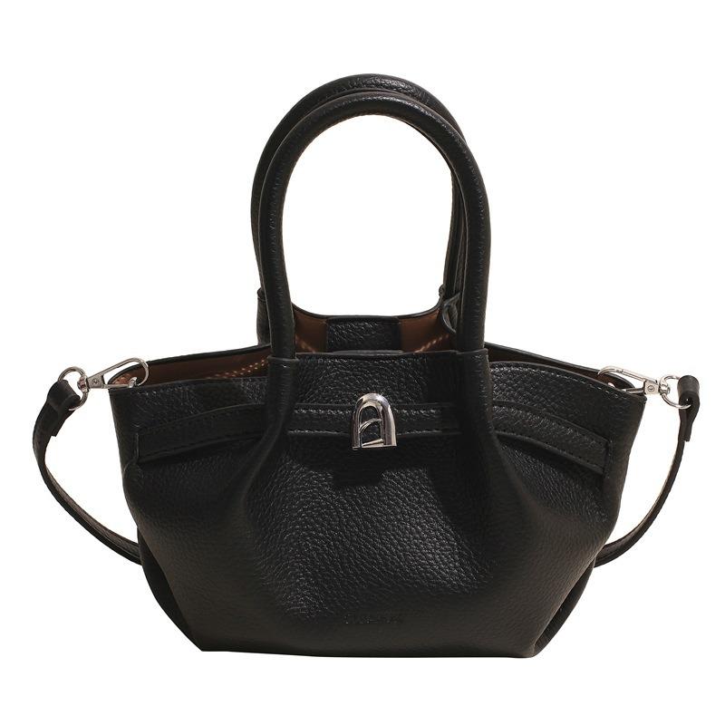 Trendy and Popular Lychee Pattern Bucket Bag, New Temperament Sense, Portable Shoulder Retro Messenger Bag Bag