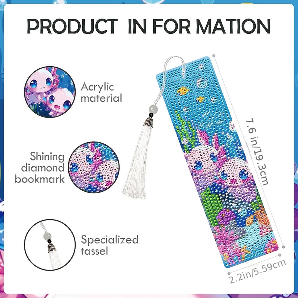 6 PCS 5D DIY Special Shaped Diamond Painting Bookmarks Kits with Tassels Rhinestone Art Bookmark Kits for Adults Women