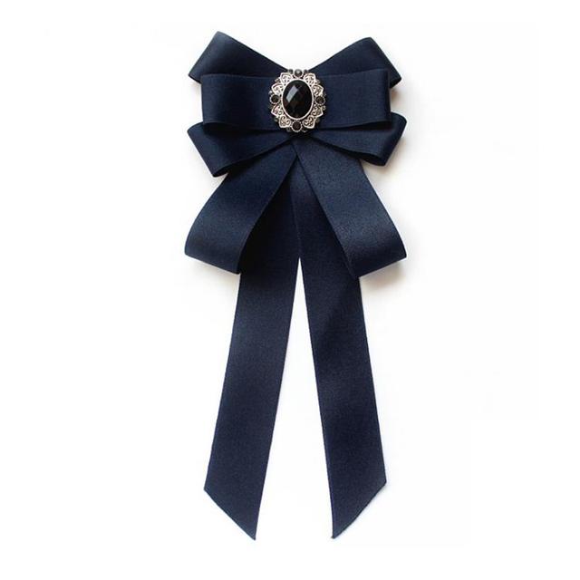 New Female Unisex Bow Tie Brooches For Women Pearl Crystal Pendant Collar Pin Shirt Clothes Necktie Bowknot Suit Accessories