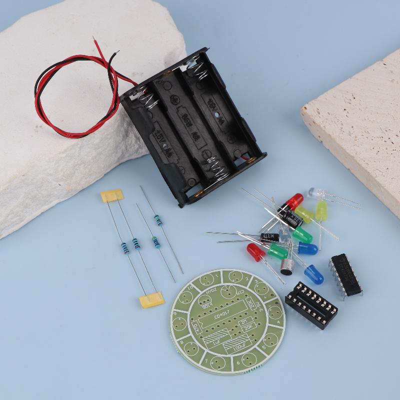 LED Light Kit CD4017 Colorful Voice Control Rotating Electronic Manufacturing DIY Kit Spare Parts Student Laboratory