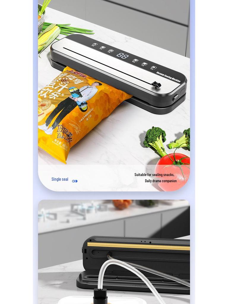 Cross-Border Stainless Steel Automatic Vacuum Sealer - Intelligent Fresh-Keeping Cutting Model