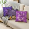 Colorful Halloween Trick Or Treat Dwarf Skull Pumpkin Linen Throw Pillowcase Decorative Cushion Cover For Sofa Living Room Party