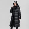 Black gold down jacket men's long knee goose down jacket thickened new winter Northeast sub-zero coat women