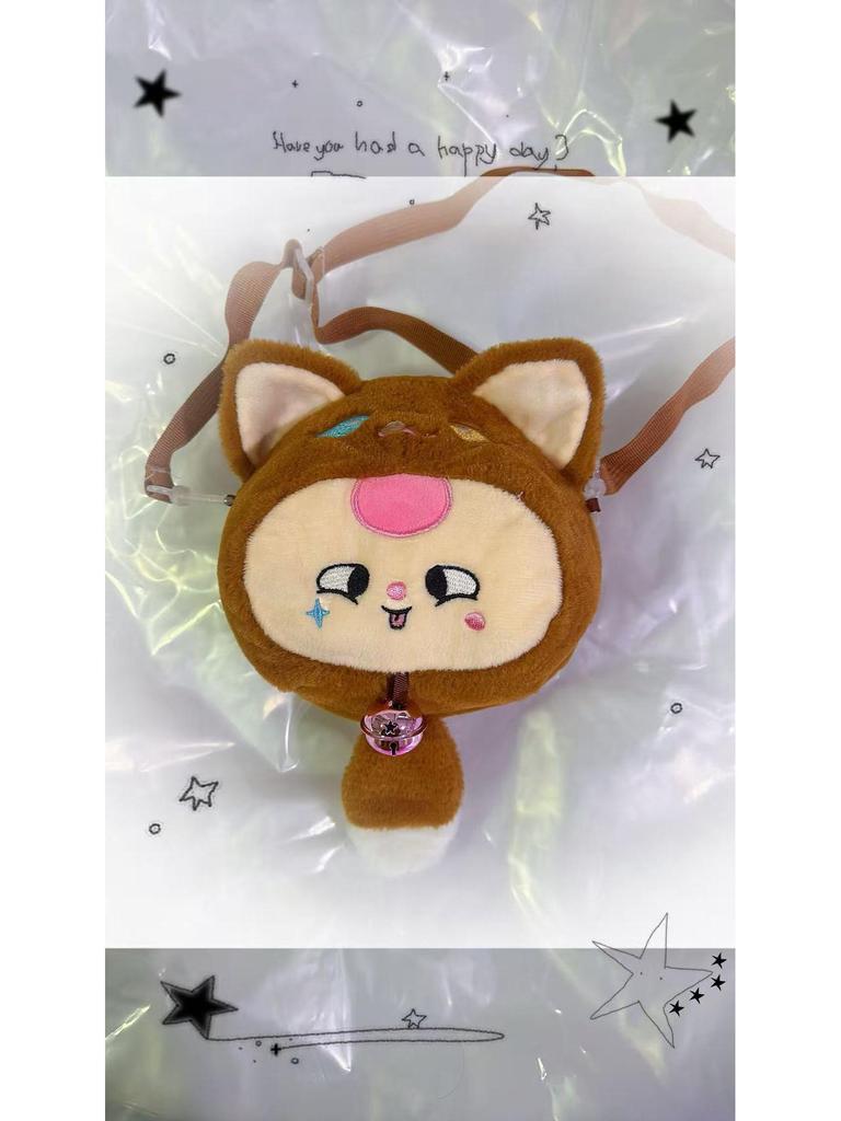 Cute Lucky Cat Plush Shoulder Bag - Cartoon Toy Cat Figurine for Girls' Birthday Gift