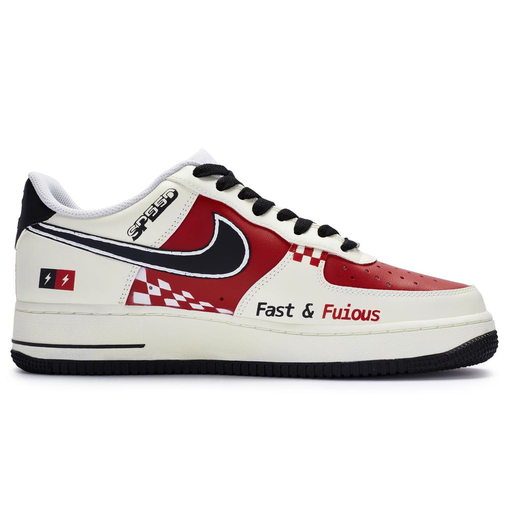 Nike Air Force 1 07 Slip Resistant Abrasion Resistant Low top Skateboard Shoes Men's Red White CW2288-111(Team80-GT3)