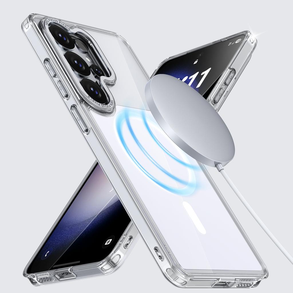 Transparent Magnetic Shockproof Case For Samsung Galaxy S26 Ultra S25 FE S24 Plus S23Ultra S22Ultra TPU Frame Acrylic Back Cover
