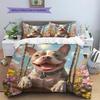 Happy Pitbull Pattern Bedding Home Decoration Birthday Gift (1 * duvet cover + 2 * pillowcase, without core)