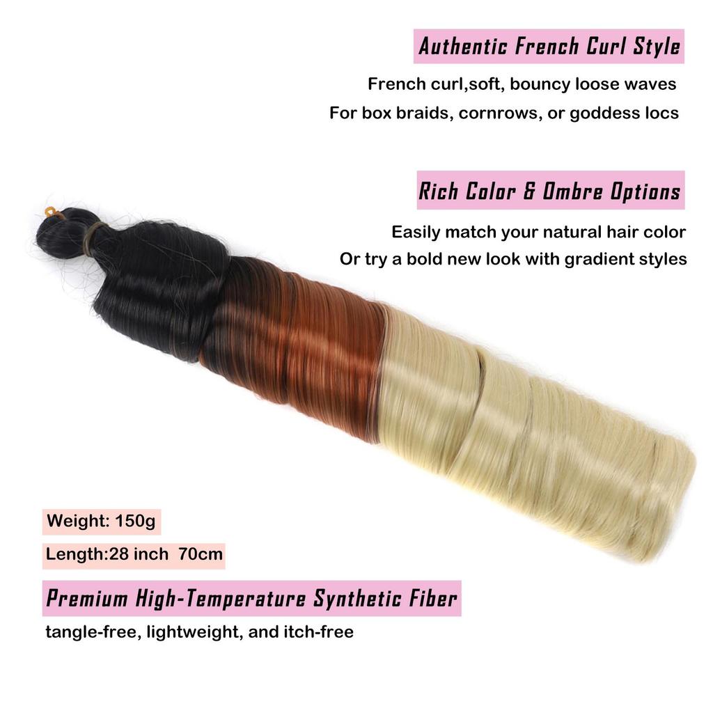 28Inch French Curly Crochet Hair Synthetic Loose Wavy Braiding Hair Bohemian French Curl Braids Extensions
