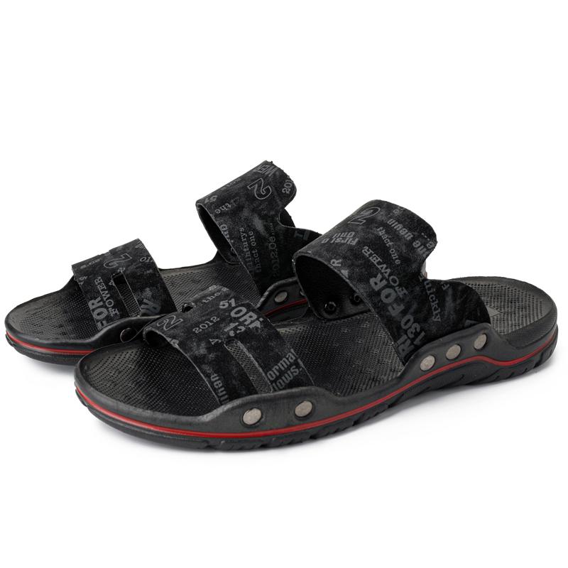 Fashion Men's Leather Slippers Summer Lightweight Soft Sole Casual Beach Sandals Flip Flops Outdoor Mens Shoes Slippers Men Big Size 48