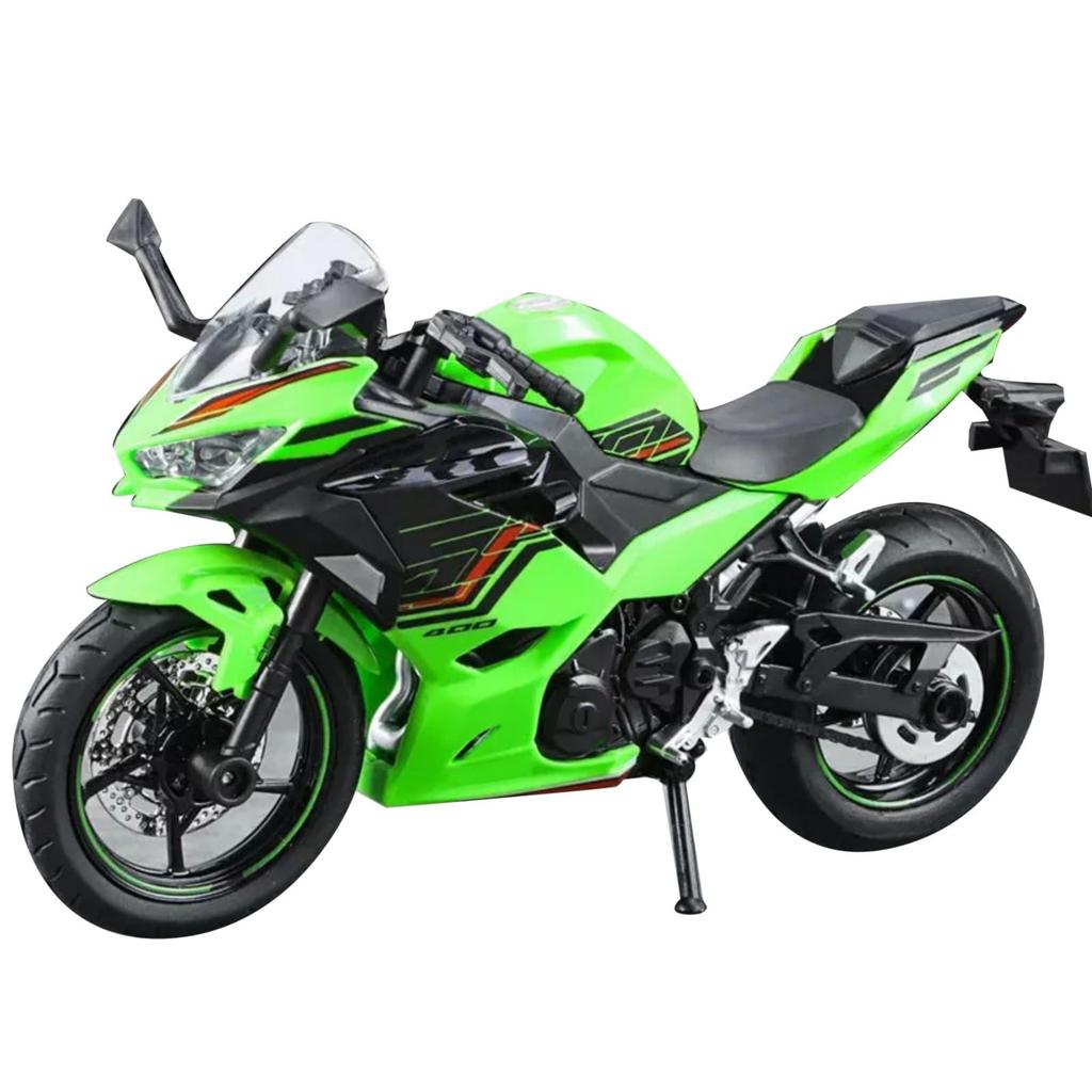 Skala Kawasaki Ninja 400 Motorsykkelmodell med Lyd og Lys Legering Minnemodell Motorsykkel Leketøy for Barn 1/12 Effekter,