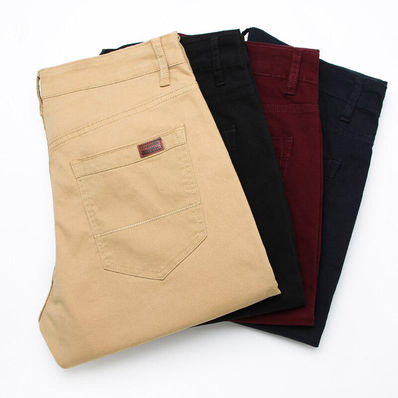 Herren-Freizeithose in Übergröße, Business-Twill-Baumwolle, normale lange Hose