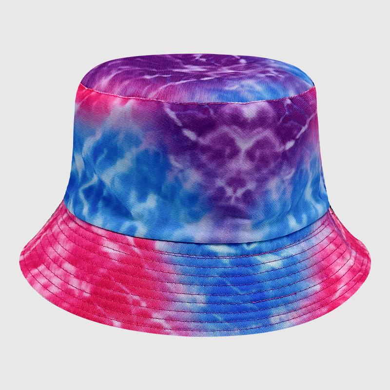 Neutral Summer Tie Dye Printed Fisherman Hat Outdoor Breathable Hat Sunshade