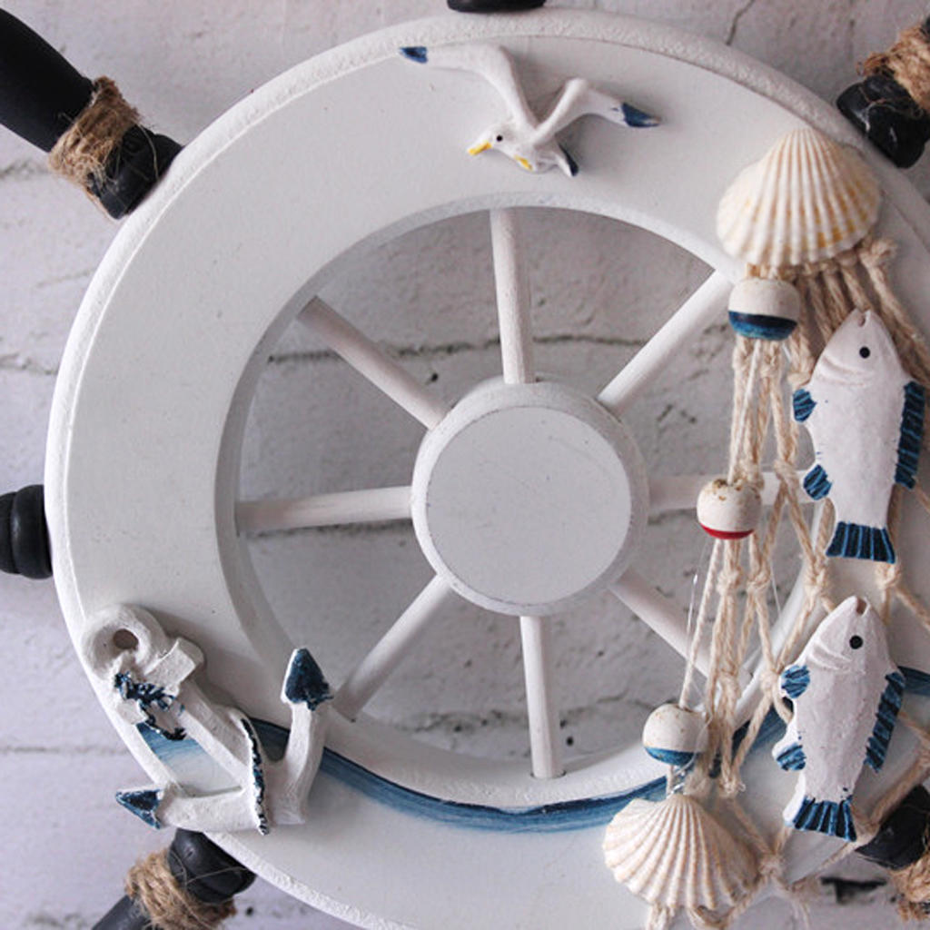 Ship Steering Wheel Net Beach Shop Home Wall Ornament