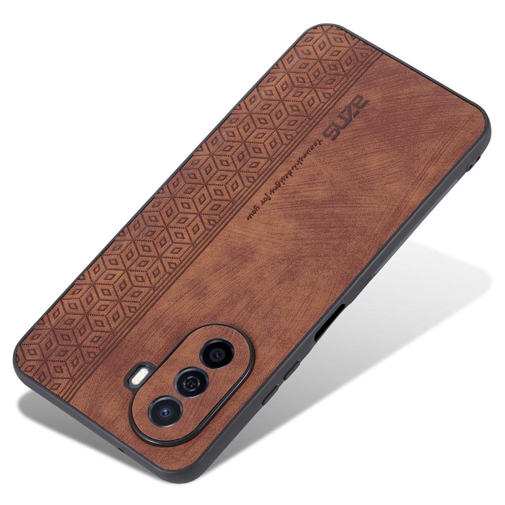 

AZNS For Huawei nova Y70 4G/Y70 Plus 4G Imprinted PU Leather Coated TPU Case Anti-scratch Protective Phone Cover Brown